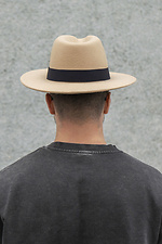 Mens Fedora Hat With Ribbon Beige Without 8049692 photo №4