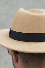 Mens Fedora Hat With Ribbon Beige Without 8049692 photo №5