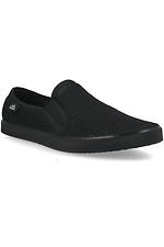 Black fabric slip-on holes in the hole for the summer for men Las Espadrillas 4101693 photo №1