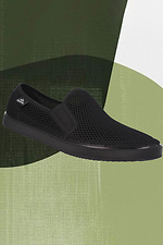 Black fabric slip-on holes in the hole for the summer for men Las Espadrillas 4101693 photo №6