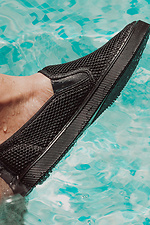 Black fabric slip-on holes in the hole for the summer for men Las Espadrillas 4101693 photo №7