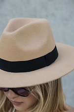 Women's Fedora Hat With Ribbon Beige Without 8049693 photo №5