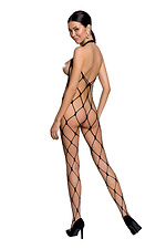 Erotic black sheer mesh bodysuit with intimate slits Passion 4026697 photo №2