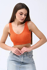 Women's knitted crochet top in orange  4038697 photo №1