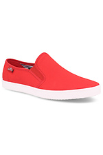 Red fabric slip-ons for the summer for men Las Espadrillas 4101697 photo №1