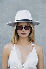 Damen Fedora Hut mit Riemen Weiß Without 8049697 Foto №2