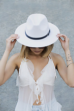 Damen Fedora Hut mit Riemen Weiß Without 8049697 Foto №4