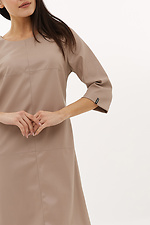 Ділова бежева сукня AVRORA міді з якісної еко-шкіри Garne 3039698 фото №4
