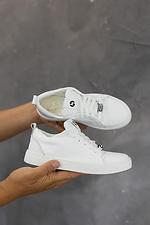 Children's white sneakers made of genuine leather  8018698 photo №3
