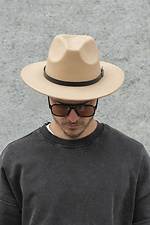 Чоловічий Капелюх Fedora З Ремінцем Beige Without 8049698 фото №2