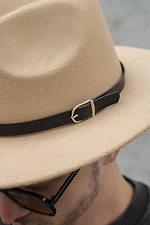 Mens Fedora Hat With Strap Beige Without 8049698 photo №5