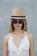 Women's Fedora Hat With Strap Beige Without 8049699 photo №2