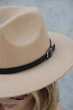 Women's Fedora Hat With Strap Beige Without 8049699 photo №5