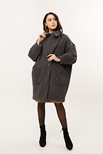 Wool-blend short cocoon coat in dark gray with a large turn-down collar Garne 3039701 photo №1