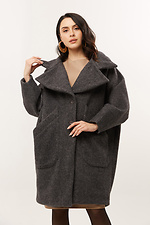 Wool-blend short cocoon coat in dark gray with a large turn-down collar Garne 3039701 photo №2