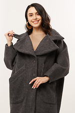 Wool-blend short cocoon coat in dark gray with a large turn-down collar Garne 3039701 photo №3