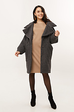 Wool-blend short cocoon coat in dark gray with a large turn-down collar Garne 3039701 photo №7