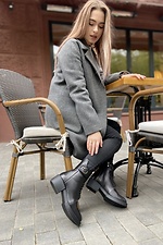 Высокие кожаные ботинки зимние с пряжкой на небольшом каблуке 4205701 фото №2
