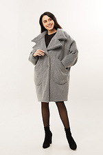 Wool-blend short gray cocoon coat with a large turn-down collar Garne 3039702 photo №1