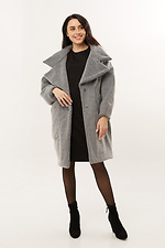 Wool-blend short gray cocoon coat with a large turn-down collar Garne 3039702 photo №2