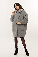 Wool-blend short gray cocoon coat with a large turn-down collar Garne 3039702 photo №3