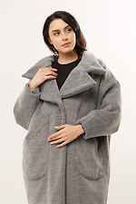 Wool-blend short gray cocoon coat with a large turn-down collar Garne 3039702 photo №6
