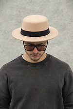 Walter Men's Hat with Ribbon Beige Without 8049702 photo №2