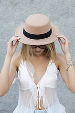 Жіночий Капелюх Walter з Стрічкою Beige Without 8049703 фото №4
