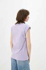 Lila WINGS übergroßes Baumwoll-T-Shirt mit ärmellosen Schulterpolstern Garne 3036704 Foto №2