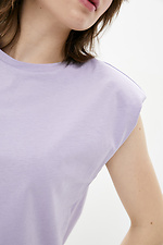 Lila WINGS übergroßes Baumwoll-T-Shirt mit ärmellosen Schulterpolstern Garne 3036704 Foto №3