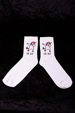 Белые высокие носки хлопковые с рисунком единорога Without 8042704 фото №2
