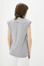 WINGS gray oversized cotton T-shirt with sleeveless shoulder pads Garne 3036705 photo №2