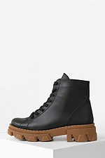 Черные зимние кожаные ботинки на коричневой подошве 4205705 фото №1