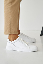 White women's sneakers made of genuine leather  8018705 photo №3