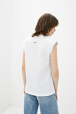 Белая хлопковая футболка WINGS оверсайз с подплечниками без рукавов Garne 3036706 фото №2