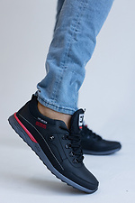 Black leather sneakers for men for the city  8018706 photo №1