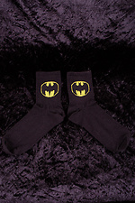 Black long cotton socks with print Without 8042706 photo №2