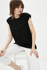 WINGS black oversized cotton T-shirt with sleeveless shoulder pads Garne 3036707 photo №1