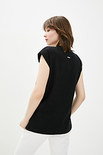 WINGS black oversized cotton T-shirt with sleeveless shoulder pads Garne 3036707 photo №2