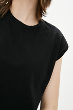 WINGS schwarzes übergroßes T-Shirt aus Baumwolle mit ärmellosen Schulterpolstern Garne 3036707 Foto №3