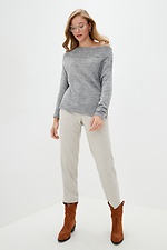 Gray knitted jumper with a wide neck  4037707 photo №2