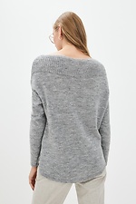 Szary sweter z dzianiny z szerokim dekoltem  4037707 zdjęcie №3