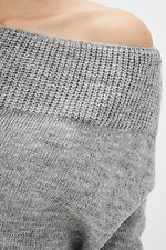 Szary sweter z dzianiny z szerokim dekoltem  4037707 zdjęcie №4