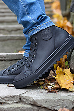 High leather boots black on fleece Forester 4101707 photo №6