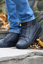 Высокие кожаные ботинки черные на флисе Forester 4101707 фото №7