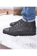 Высокие кожаные ботинки черные на флисе Forester 4101707 фото №8