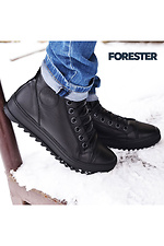 Высокие кожаные ботинки черные на флисе Forester 4101707 фото №10