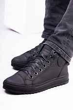 Высокие кожаные ботинки черные на флисе Forester 4101707 фото №12