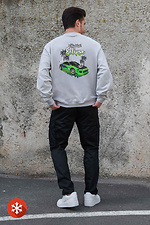Men's Insulated Oversized Fleece Sweatshirt With Print Eclips Gray Without 8055710 photo №2