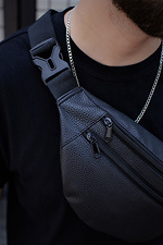 Черная мужская сумка на пояс бананка с внешними карманами Without 8048711 фото №2